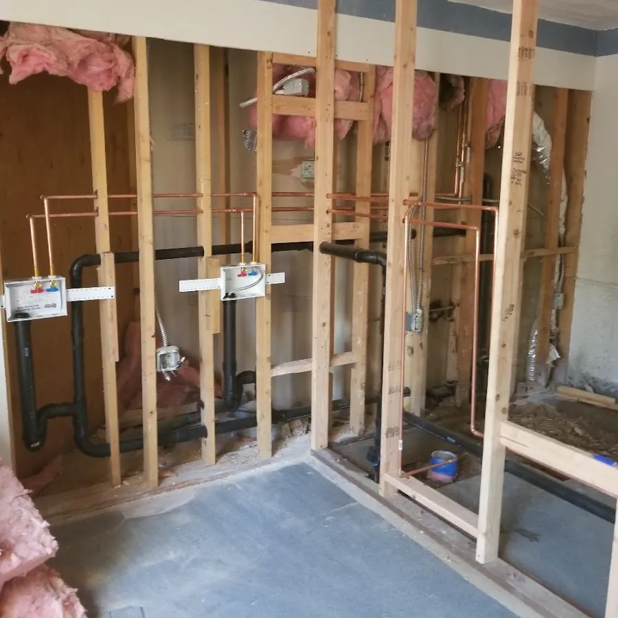 Copper pipe rough-in and plumbing installation in Cherryville